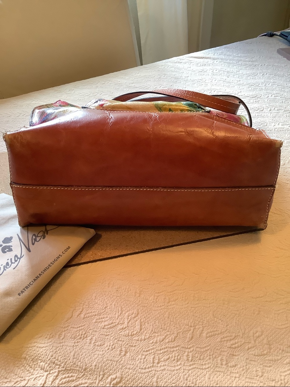 Patricia Nash Floral Leather Tote Shoulder Bag - Picture 6 of 16